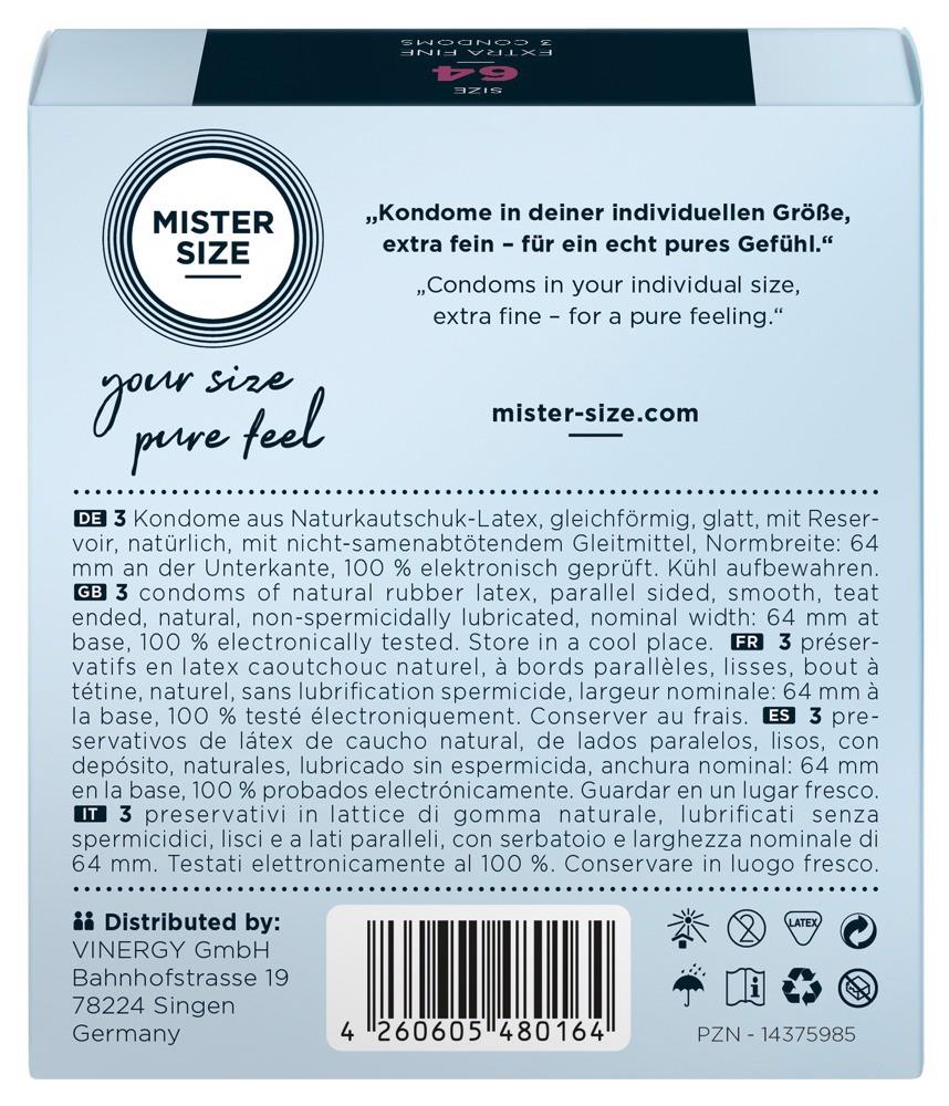 Презервативы Mister Size 64, 3 шт