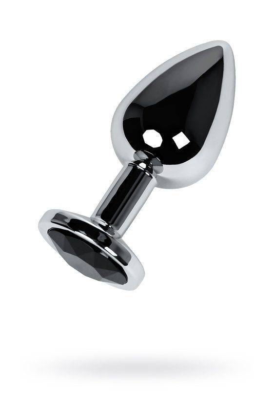 Metalowy korek analny z kryształem Toyfa Silver, 7 cm (czarny)