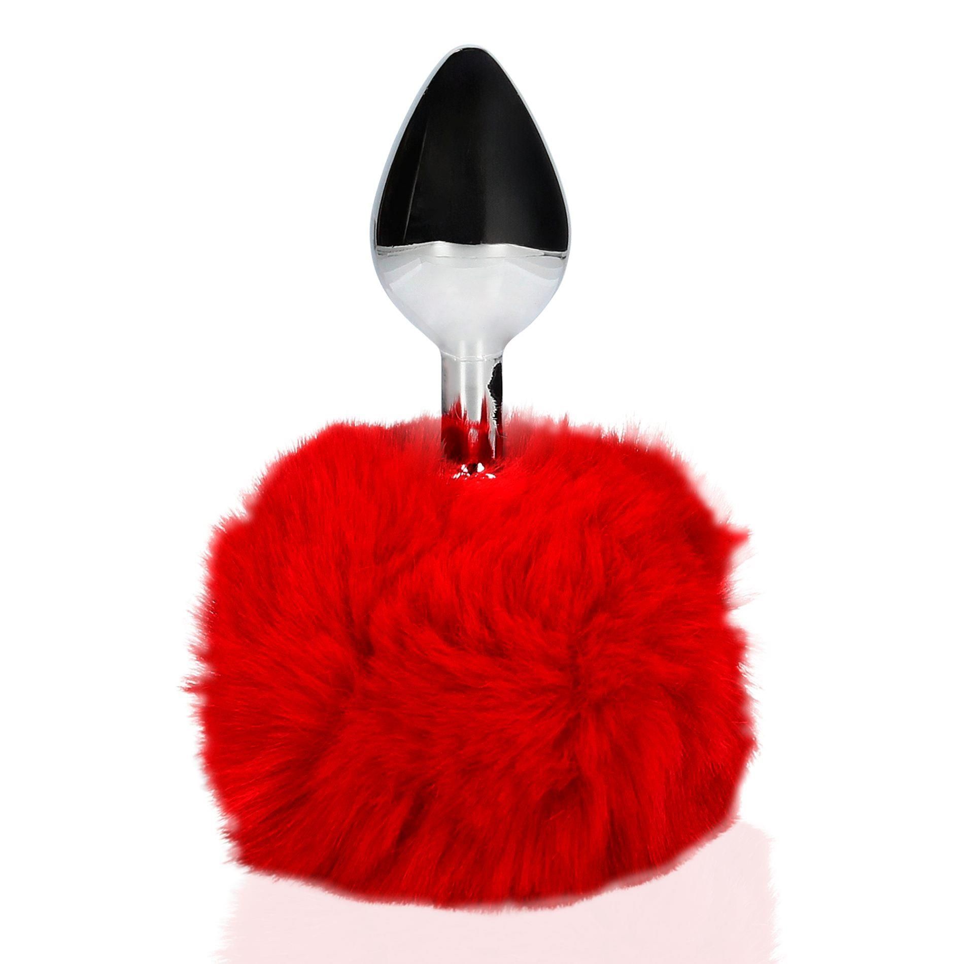 Korek analny Ouch! Bunny Tail, 13.5 cm (czerwony)