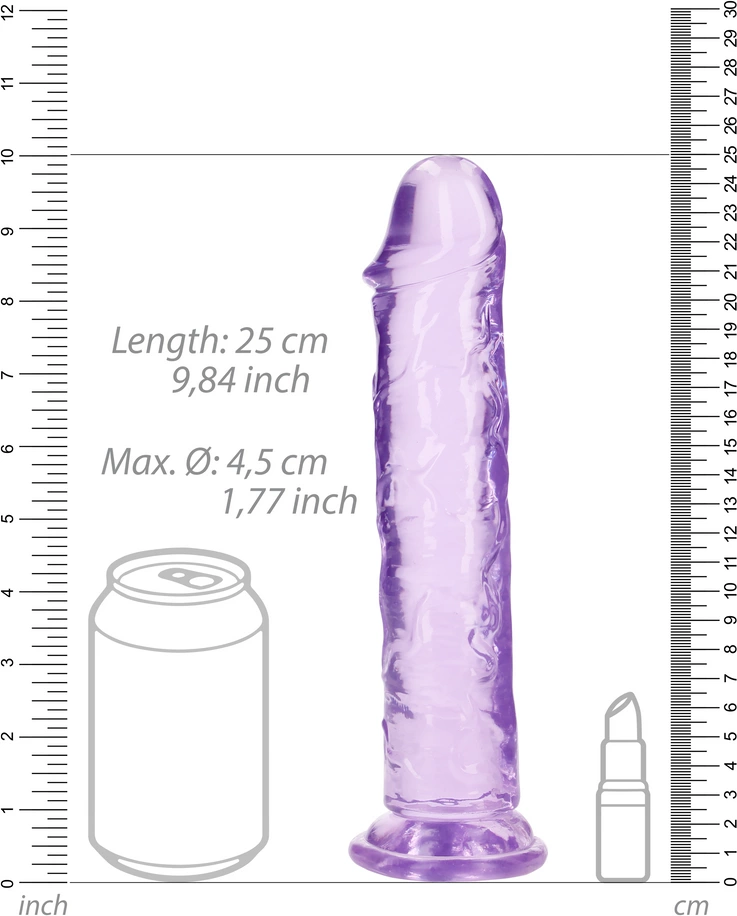 Фаллоимитатор RealRock Crystal Clear, 25 см (фиолетовый)