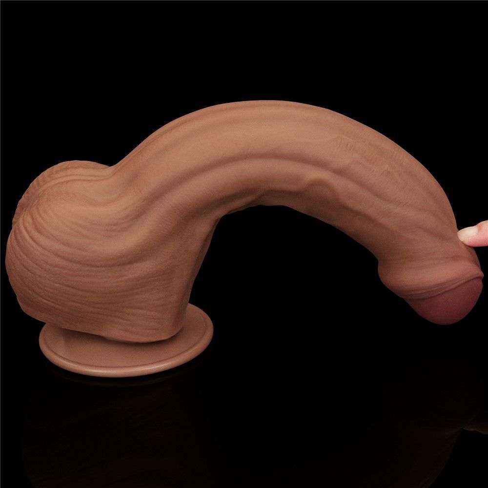 Dildo LoveToy Sliding-Skin Dual Layer Dong, 29 cm (brązowy)