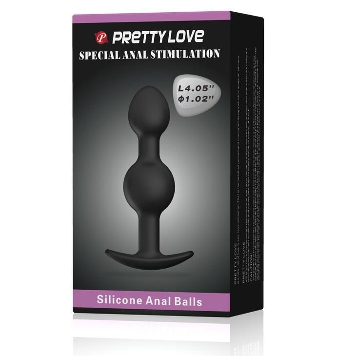 Анальна пробка Pretty Love silicone Anal balls, 10,4 см (чорний)