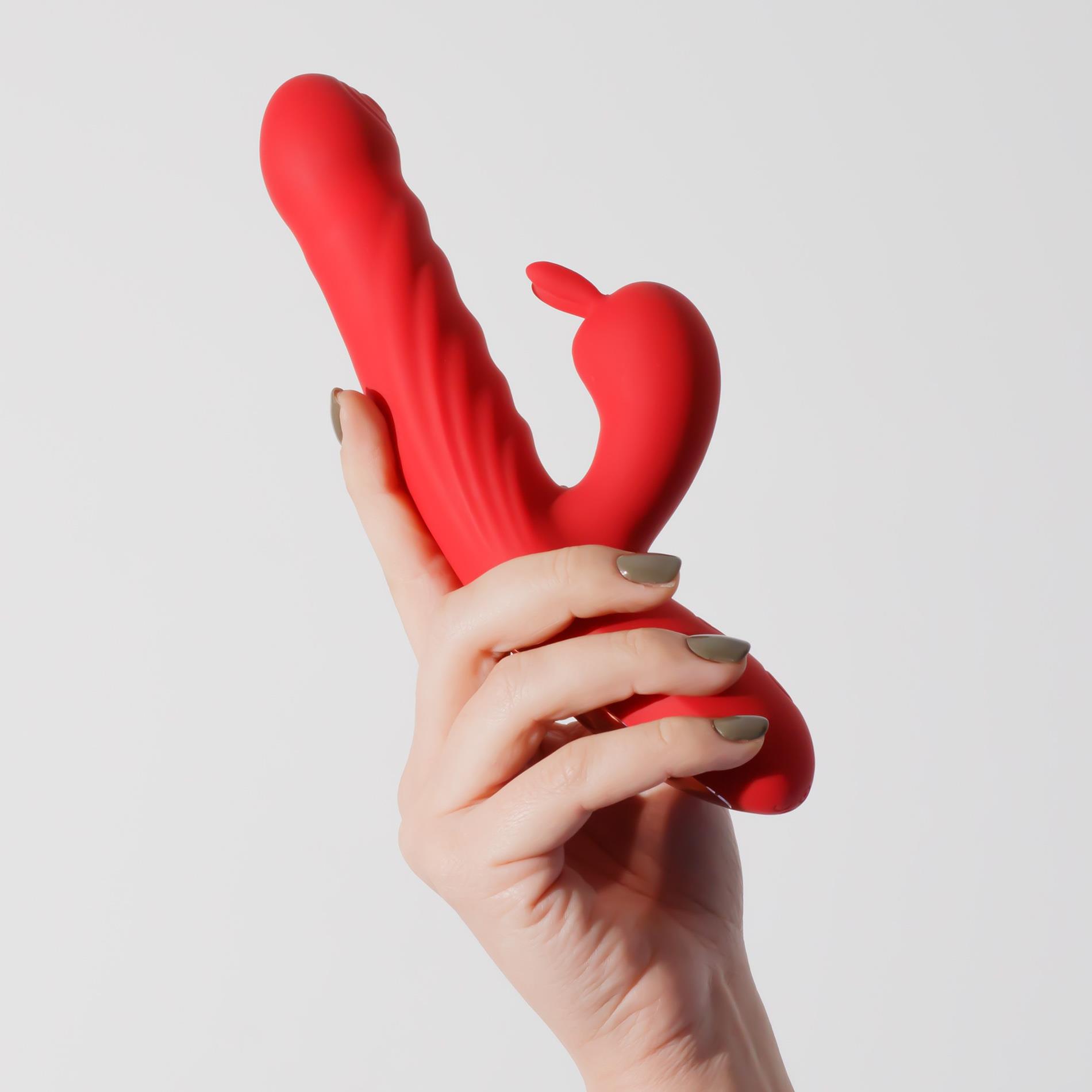 Вибратор-кролик Crushious Lapin Thrusting, 21.5 см (красный)
