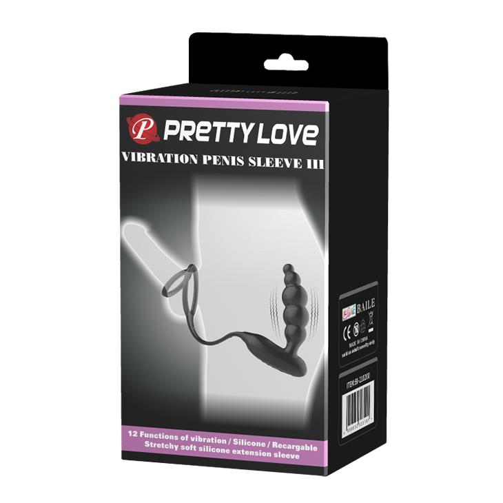 Эрекционное кольцо Pretty Love Vibration Penis Sleeve III, 21,2 см (черный)