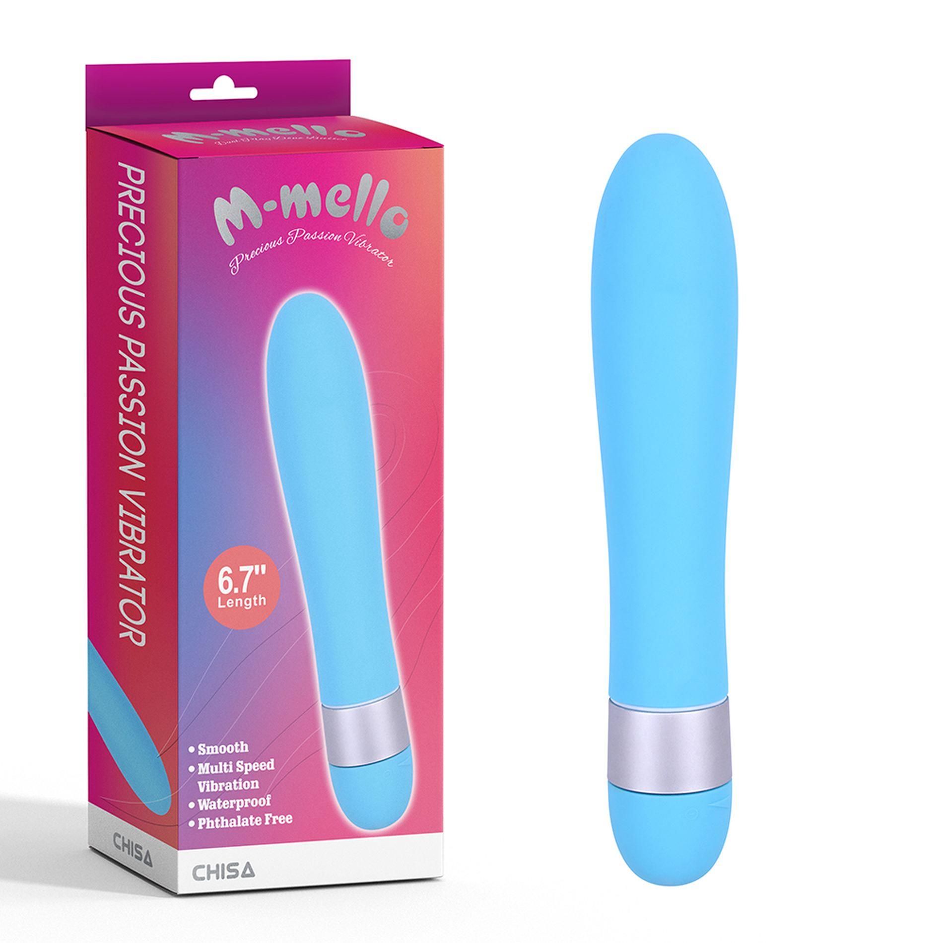 Вибратор M-Mello Precious Passion, 17 см (голубой)