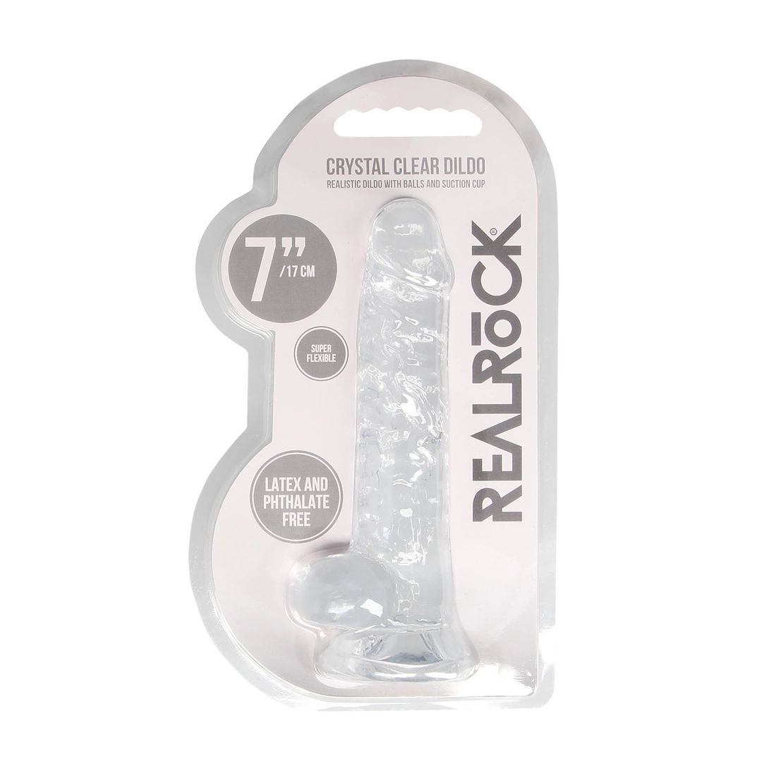 Фаллоимитатор RealRock Realistic With Balls 7", 19 см (прозрачный)