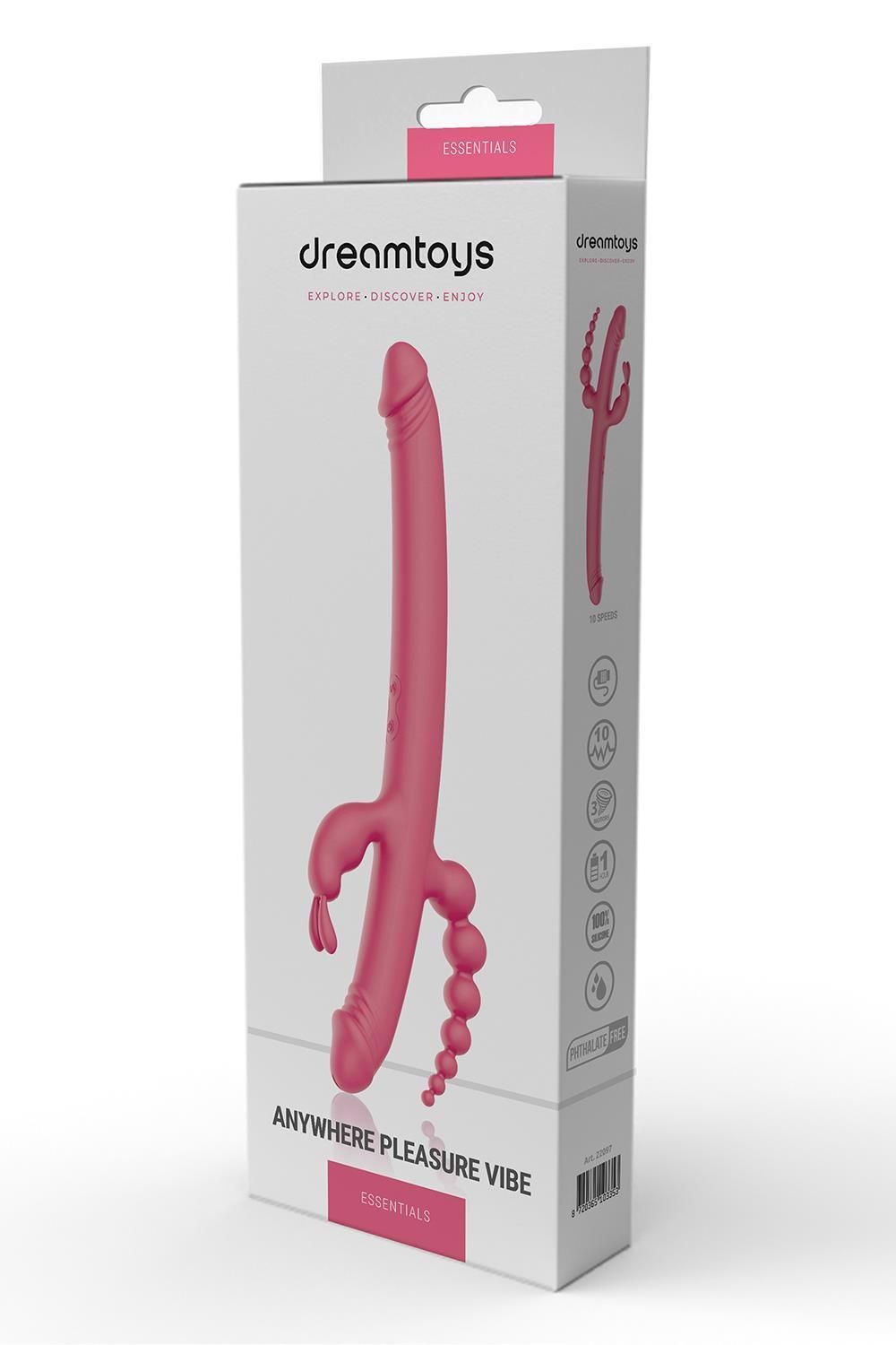 Вібратор Essentials Anywhere Pleasure Vibe, 40 см (рожевий)