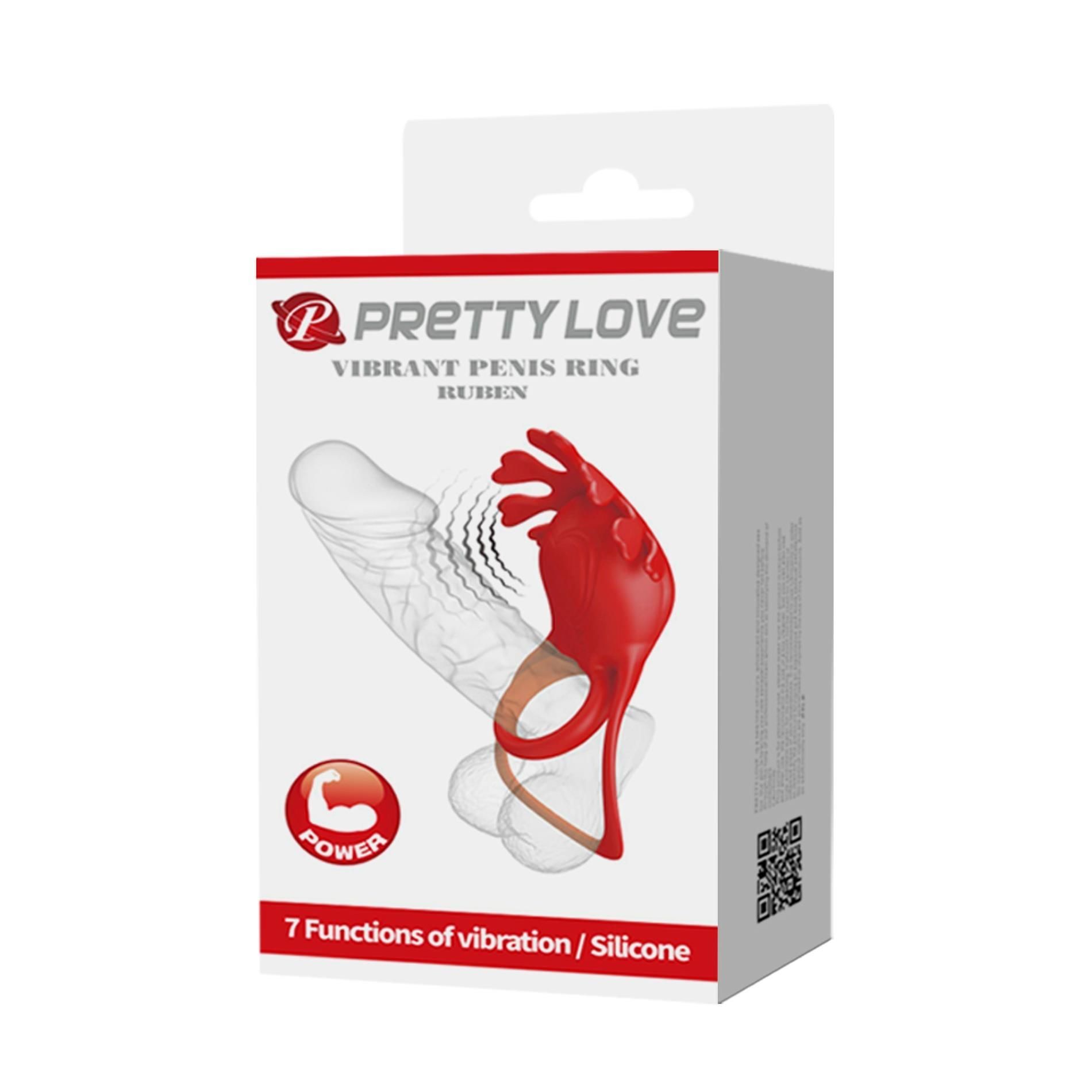 Эрекционное кольцо Pretty Love Vibrant Penis Ring Ruben, 8,5 см (красный)