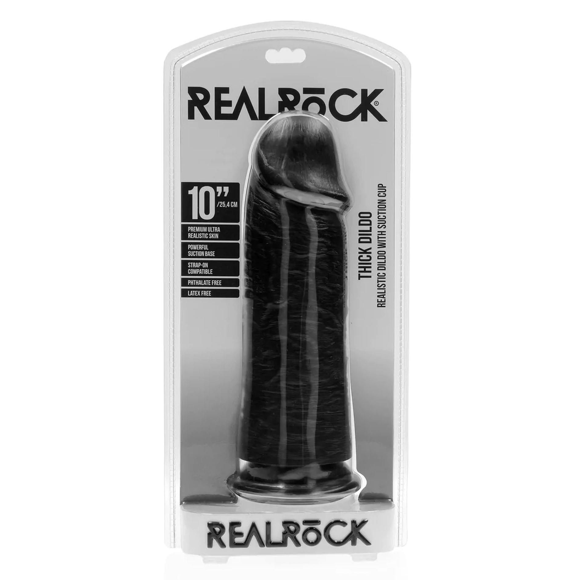 Dildo RealRock Extra Thick, 25.4 cm (czarny)