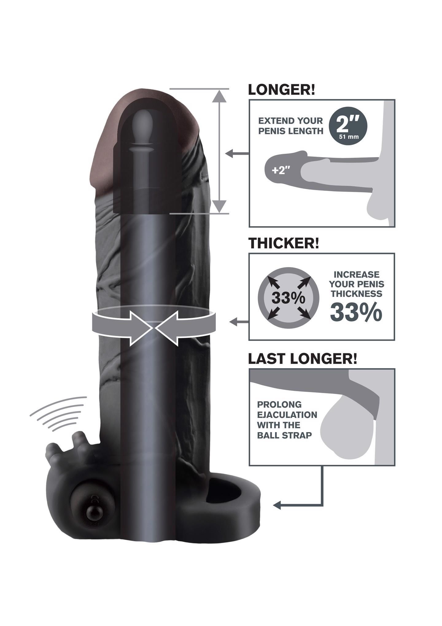 Насадка на пенис Pipedream Vibrating Real Feel 2 Extension, 16,5 см (чёрный)