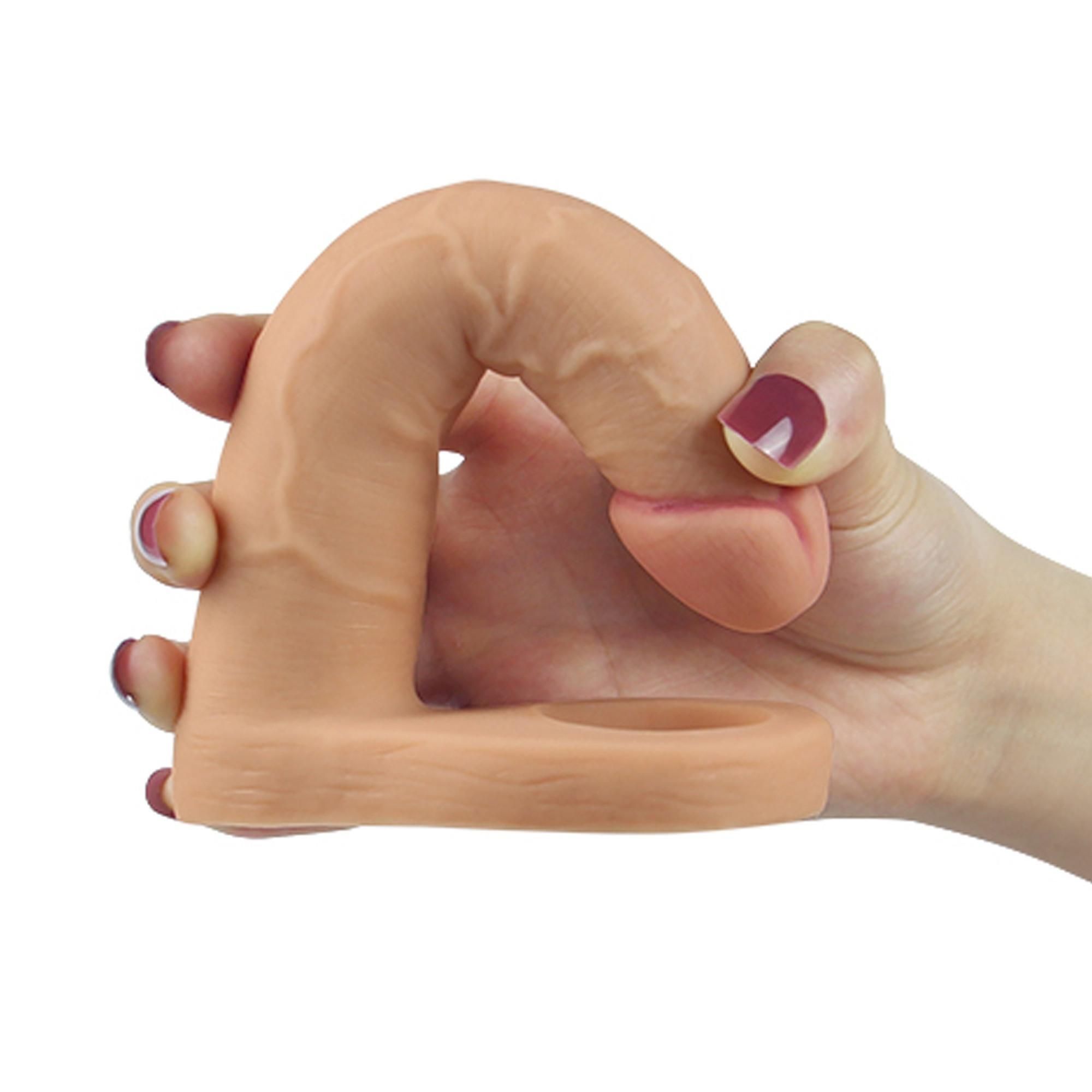 Насадка на пеніс з ерекційним кільцем The Ultra Soft Double, 15,6 см (тілесний)