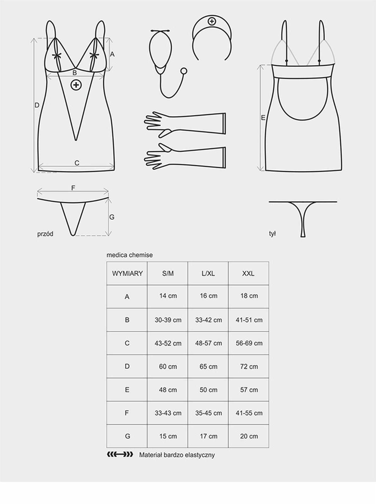 Эротический костюм Obsessive Medica, S/M (белый)
