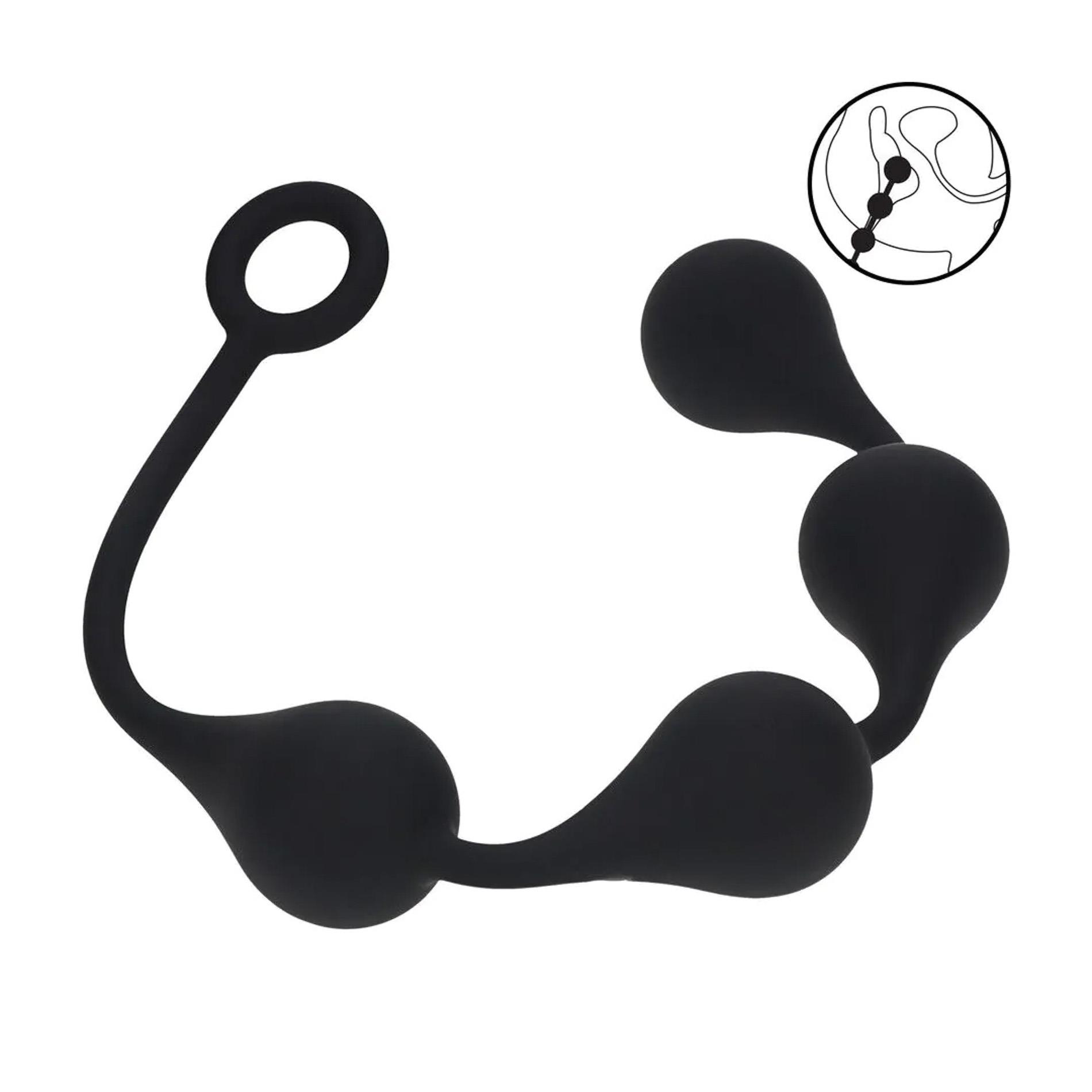 Анальные шарики Levelz by Shots Waterdrop Silicone Anal Balls L, 39.5 см (черный)