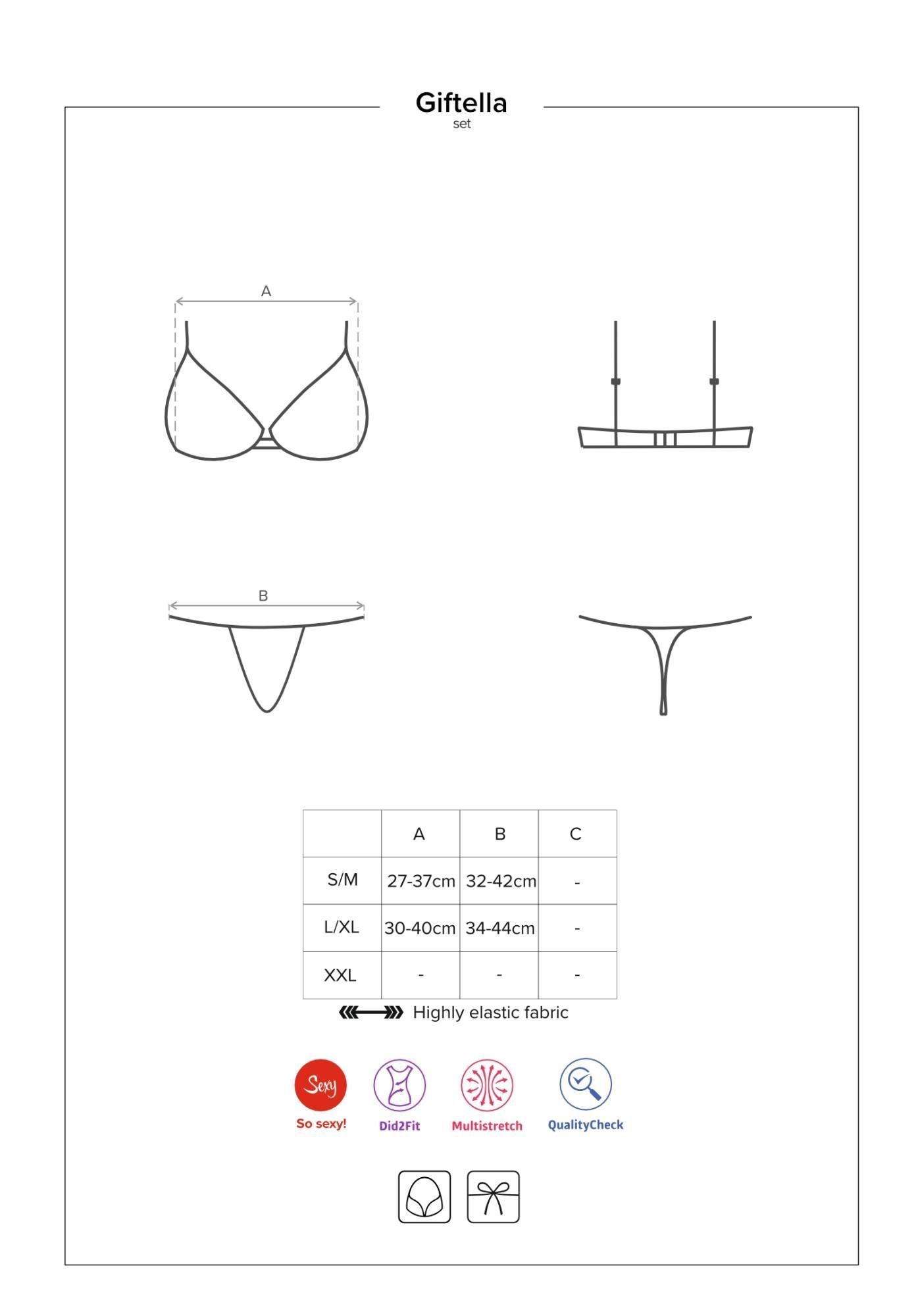 Эротический комплект белья Obsessive Giftella, S/M (красный)