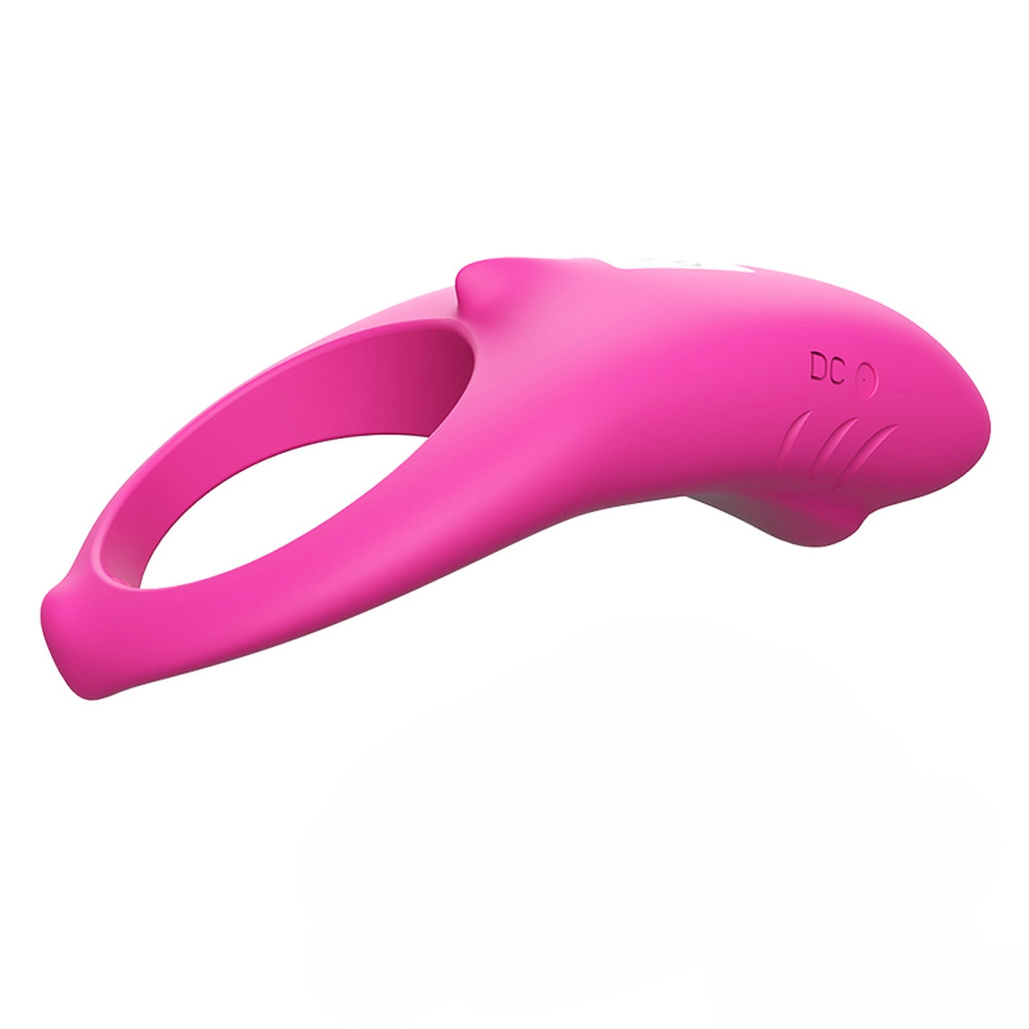 Эрекционное кольцо Boss Series Vibro Shark, 6 см (розовый)