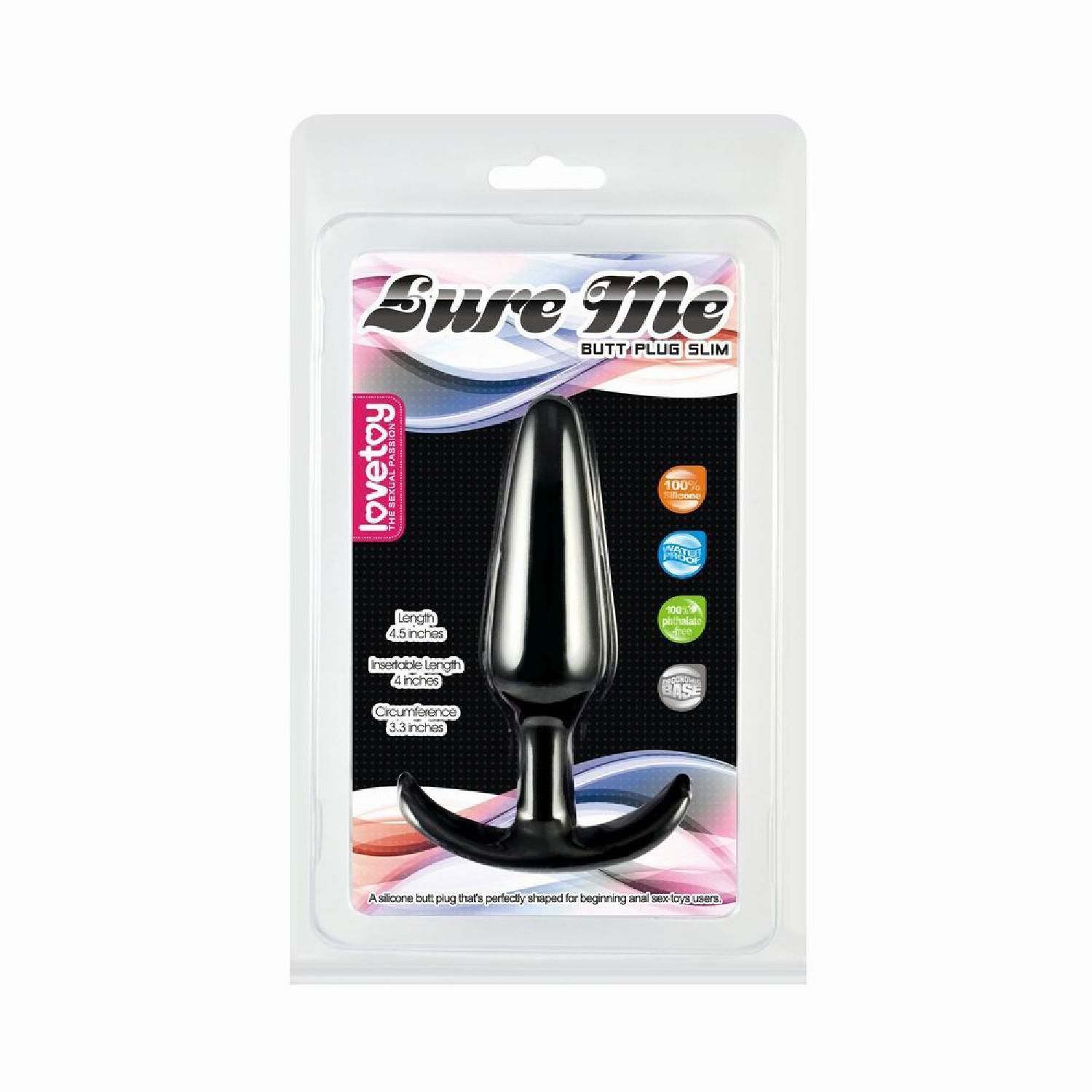 Анальна пробка LoveToy Lure Me Butt Plug Slim, 10 см (чорний)