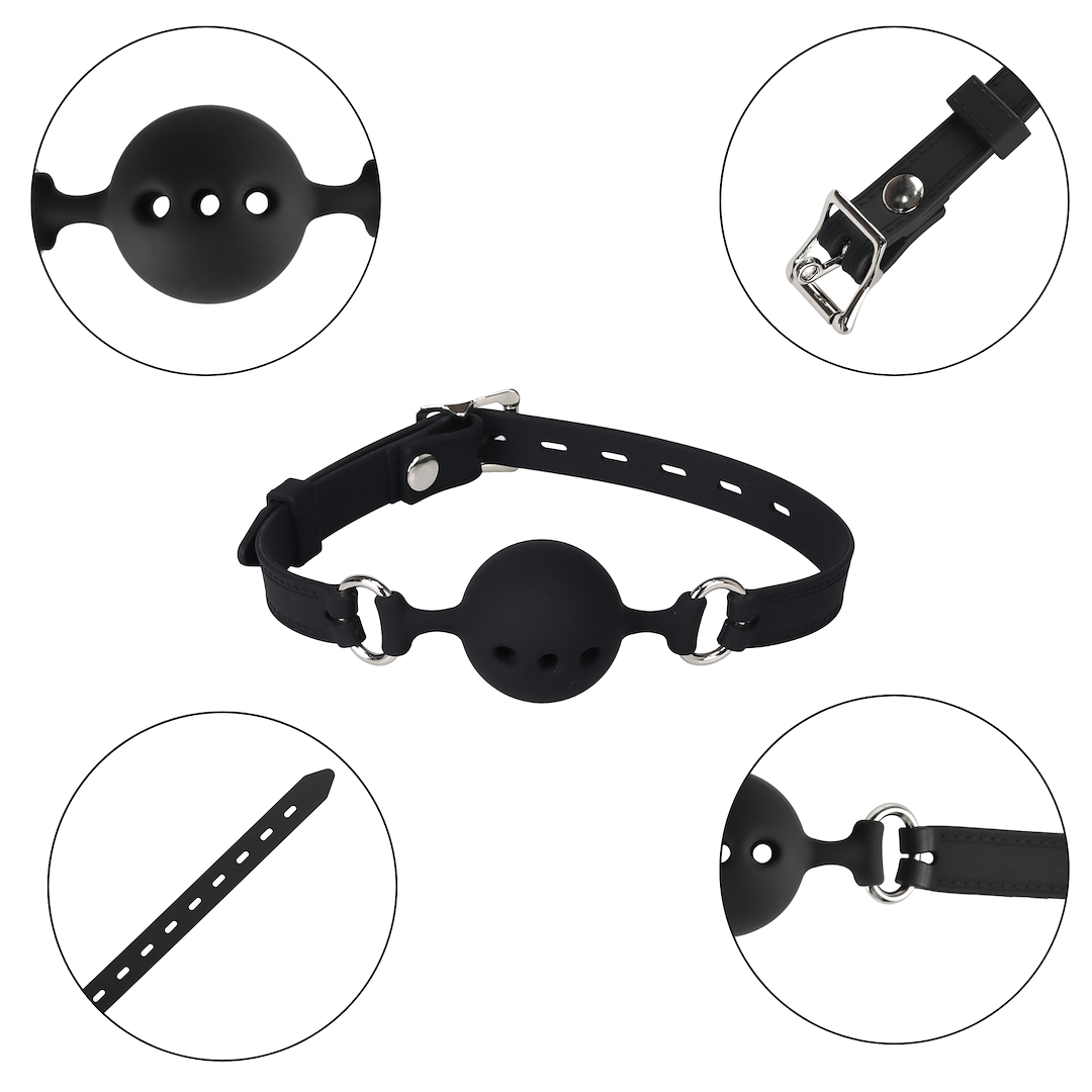 Кляп с силиконовым шариком Erospace Wild Play C14, 4 см (черный)