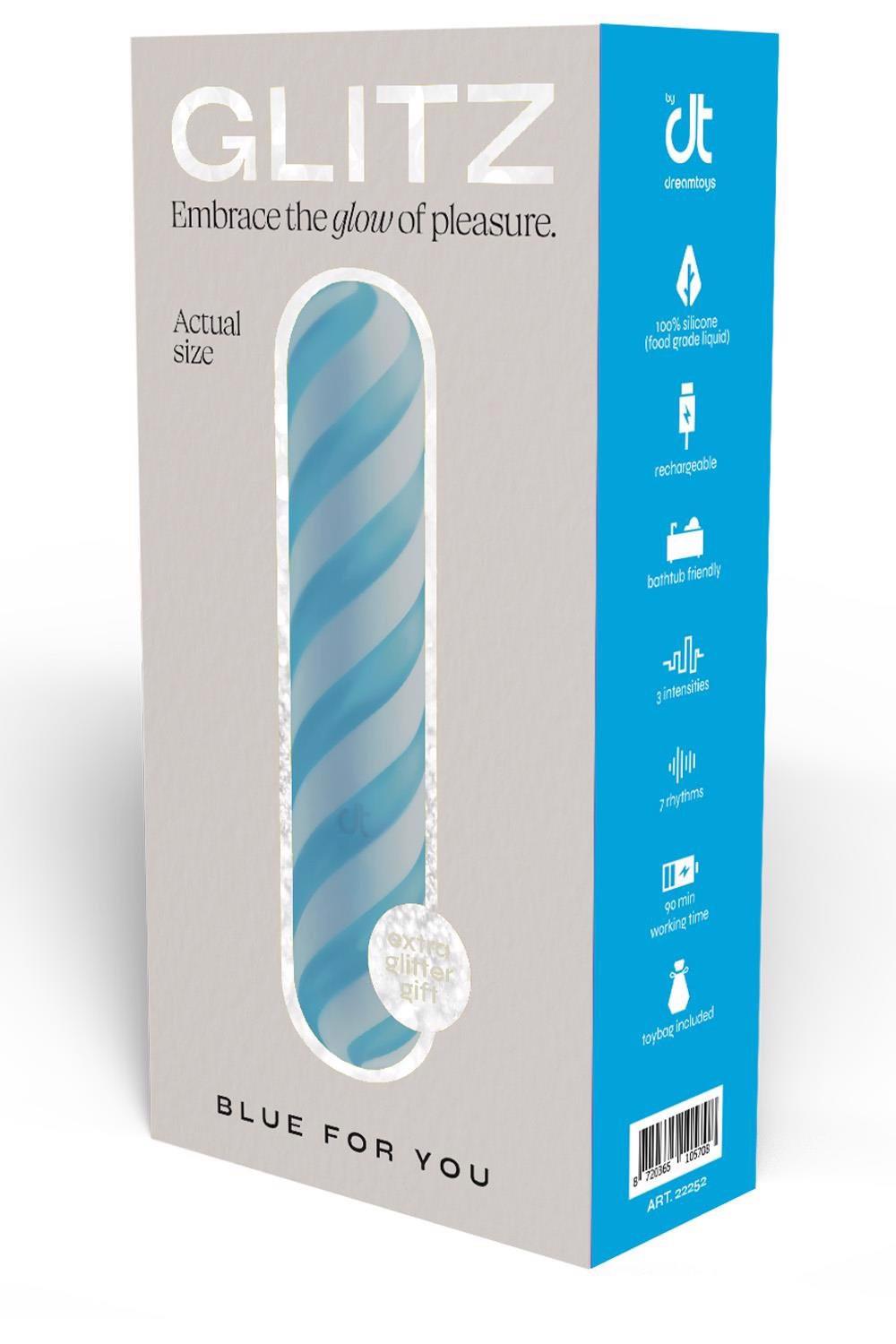 Мини-вибратор Dreamtoys Glitz Blue For You, 10.9 см (голубой)