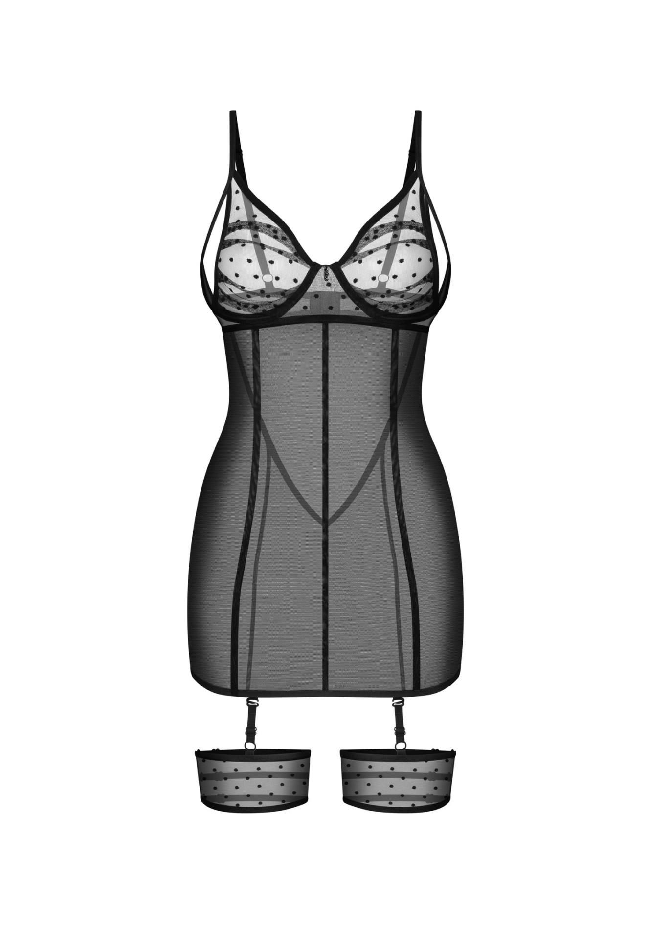 Пеньюар Obsessive Nuites, 2XL/3XL (черный)