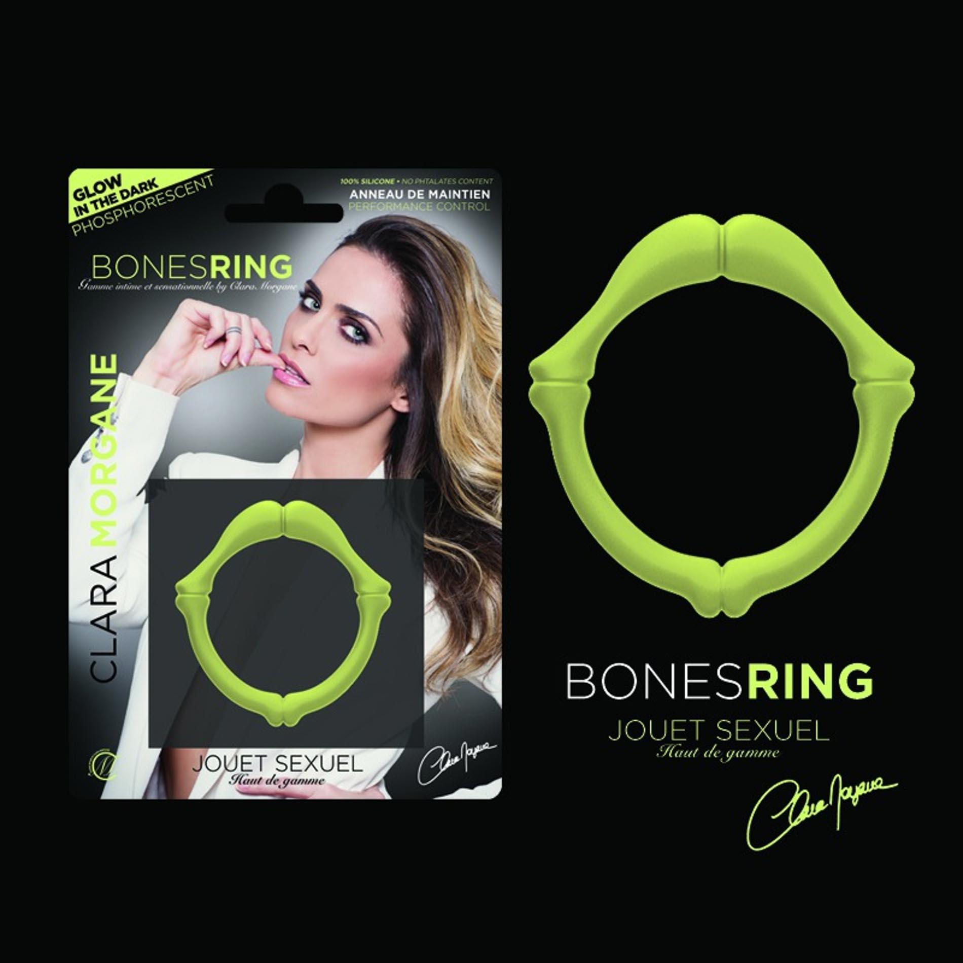 Эрекционное кольцо Clara Morgane Bones Ring Phosphorescent, 2.8 см (зеленый)