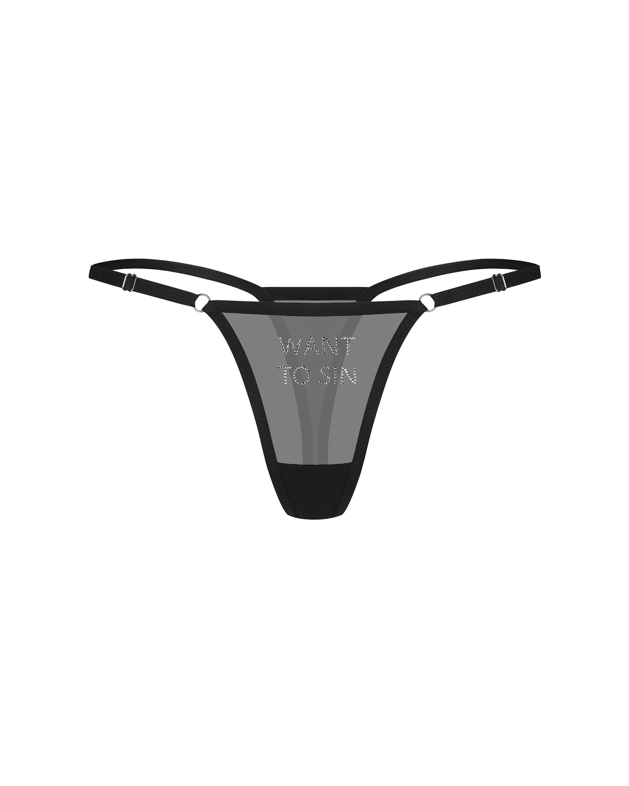 Стринги Obsessive Violami Sin,  L/XL (черный)