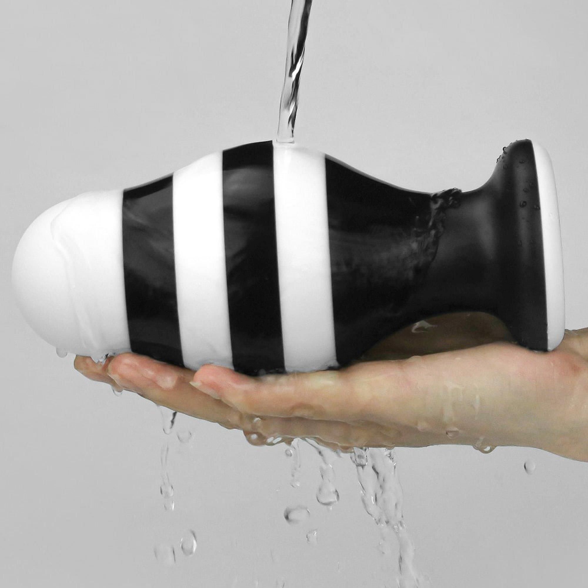 Korek analny LoveToy X-Missioner, 17 cm (czarny-biały)