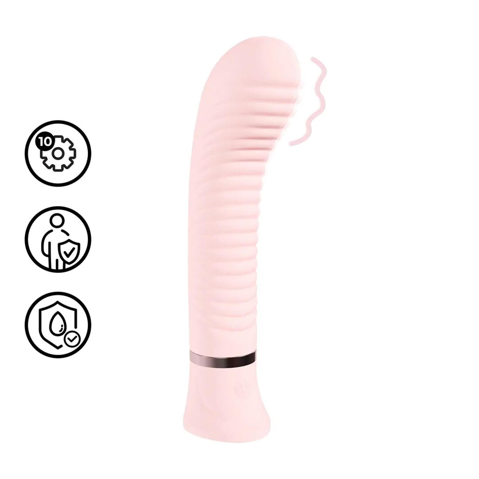 Вибратор Loveline Divine Ribbed G-Spot, 15.9 см (розовый)