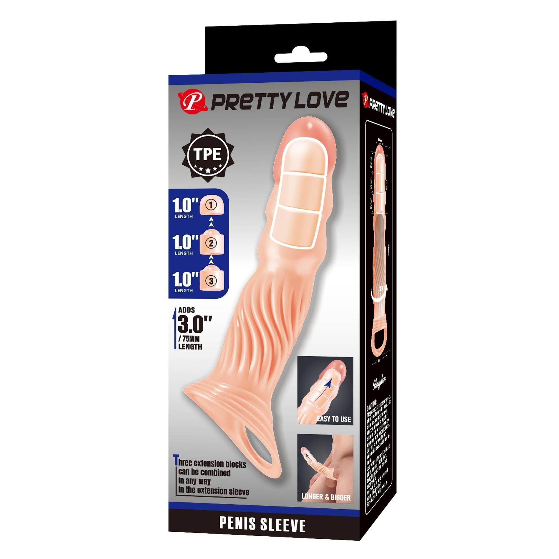 Насадка на пенис Pretty Love 3.0" Adjustable, 24 см (телесный)