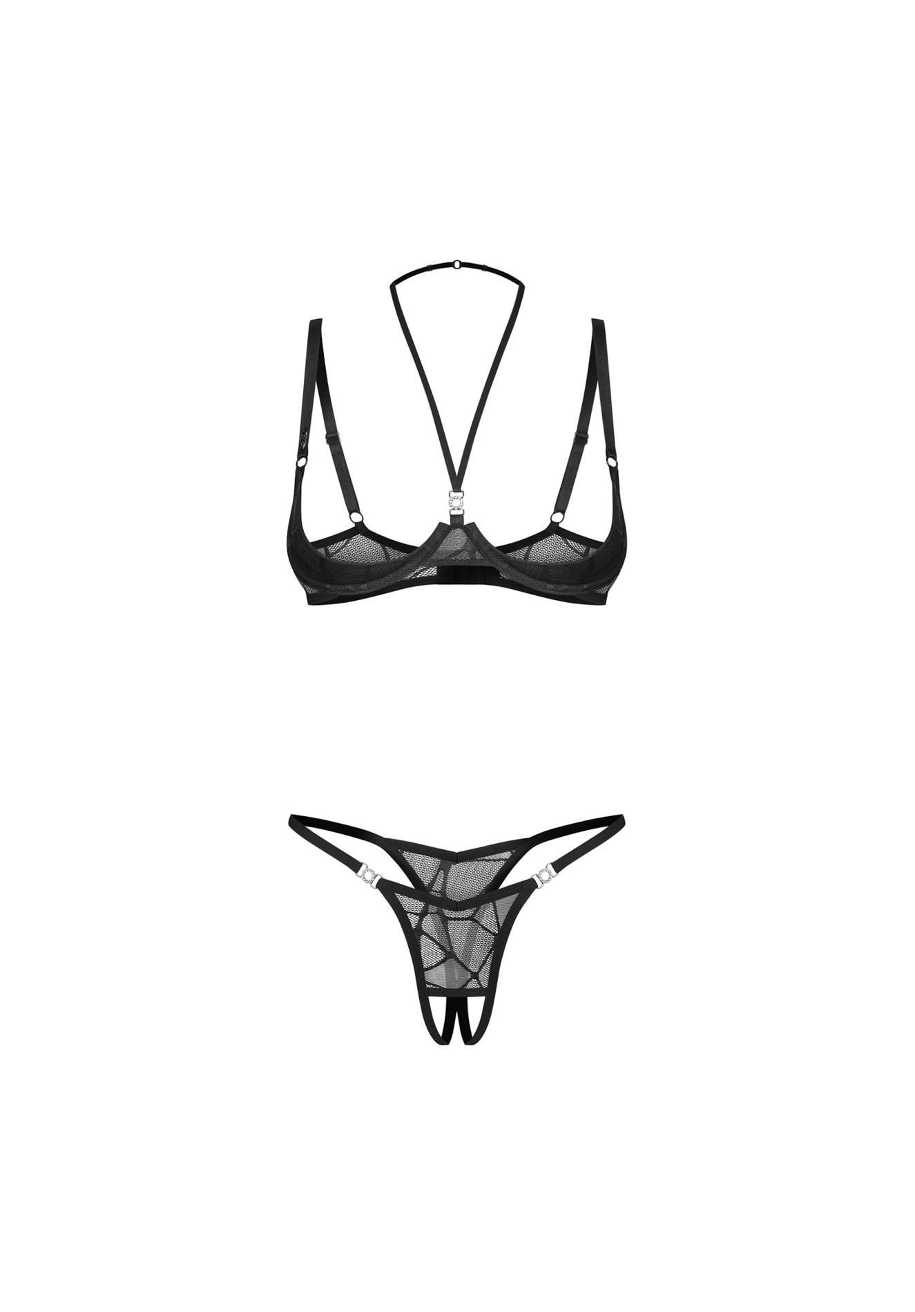 Комплект белья Obsessive Olianna otwarty, L/XL (черный)
