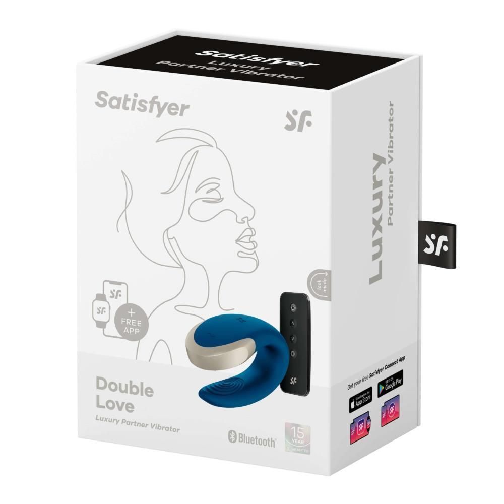 Вібратор для пар Satisfyer Double Love, 8,6 см (синій)