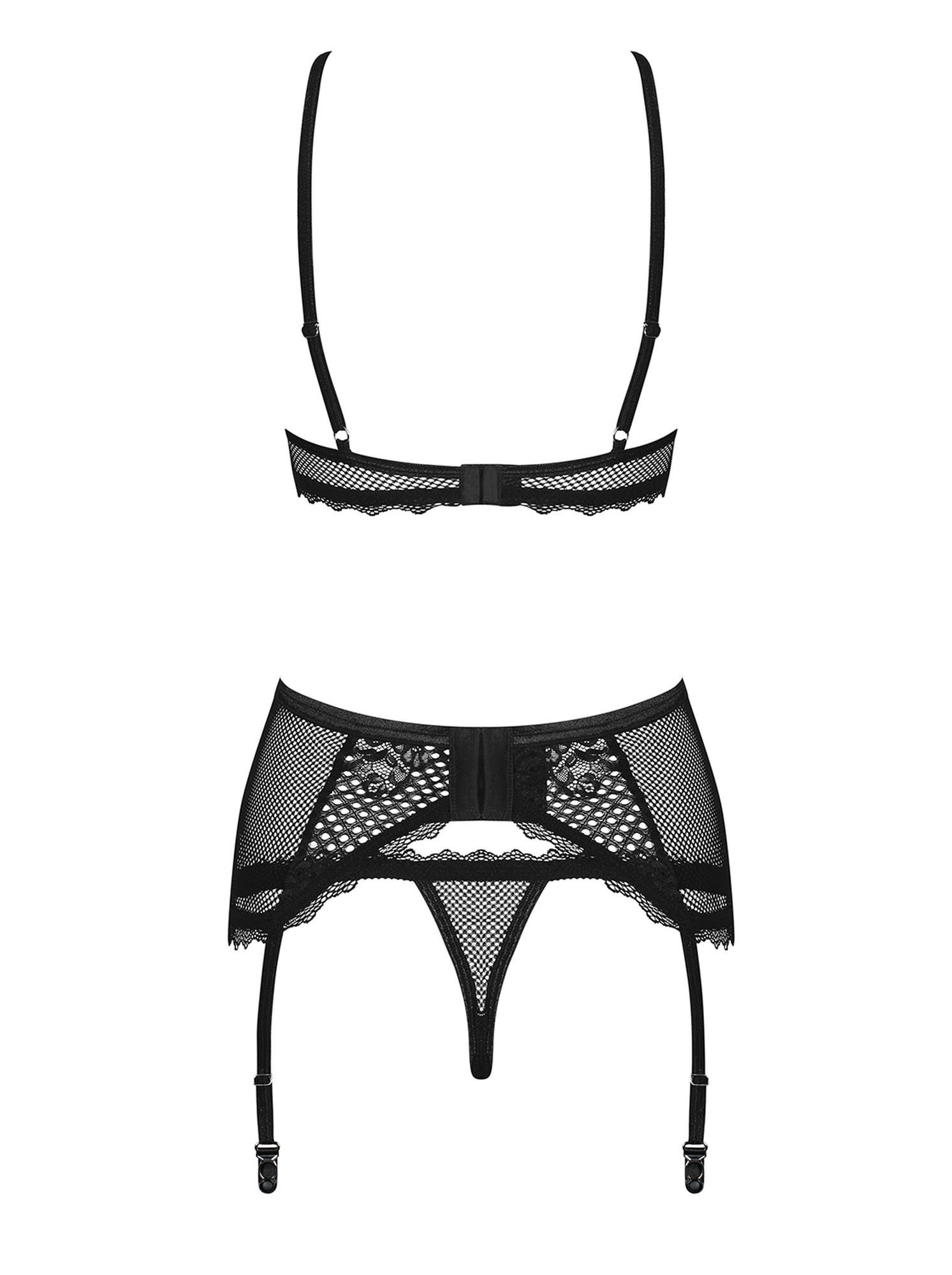 Комплект белья Obsessive Basitta, L/XL (черный)
