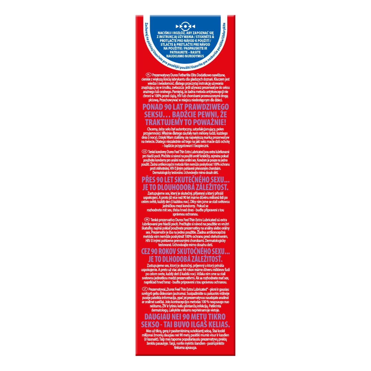 Durex Feel Thin Fetherlite Elite - Prezerwatywy, Przezroczysty, 19.5 cm