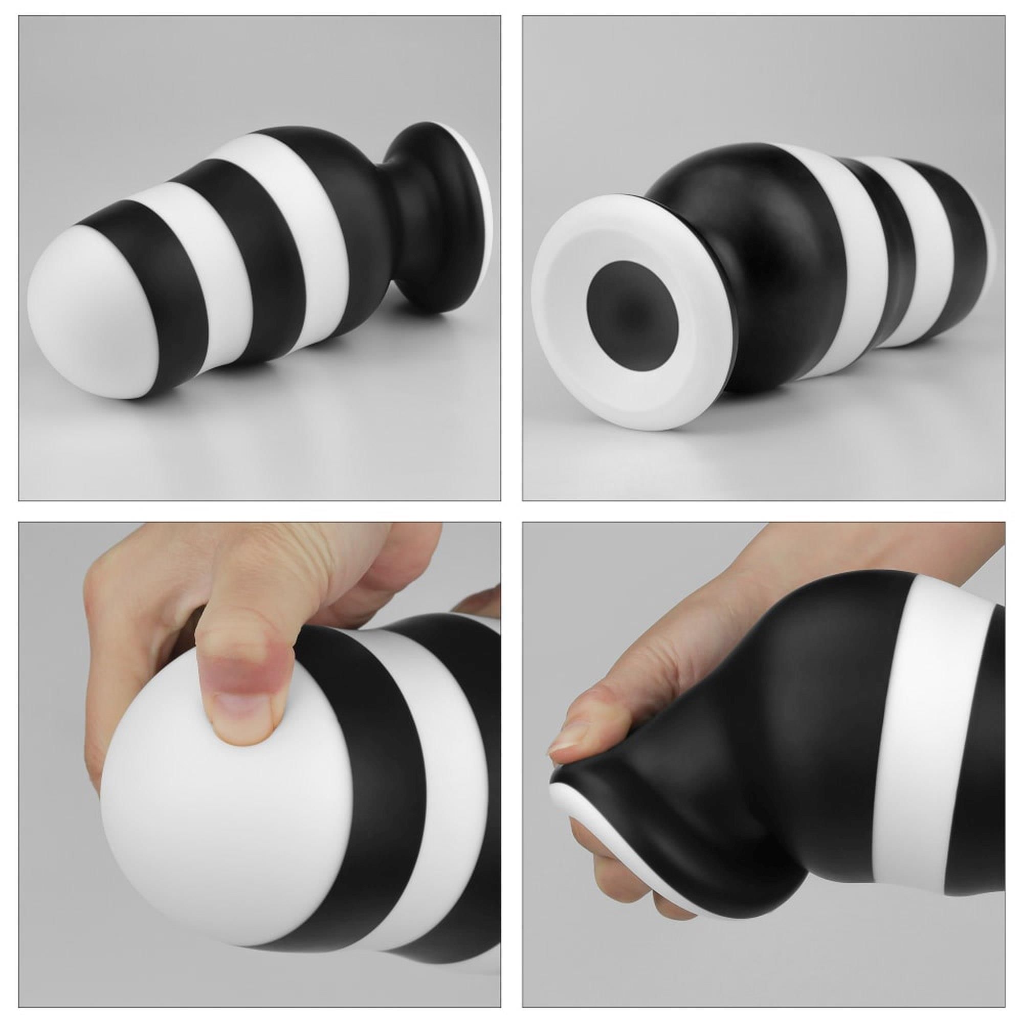 Korek analny LoveToy X-Missioner, 18 cm (czarny-biały)