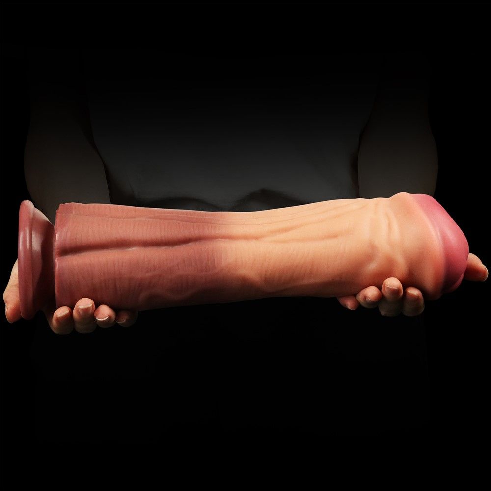 Фалоімітатор LoveToy Dual Layered Silicone Cock 12", 30 см (коричневий)