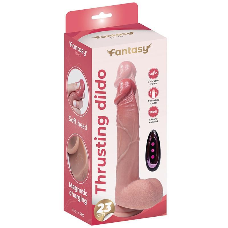 Fantasy Silicone thrusting dildo - Dildo, W kolorze cielistym, 23 cm