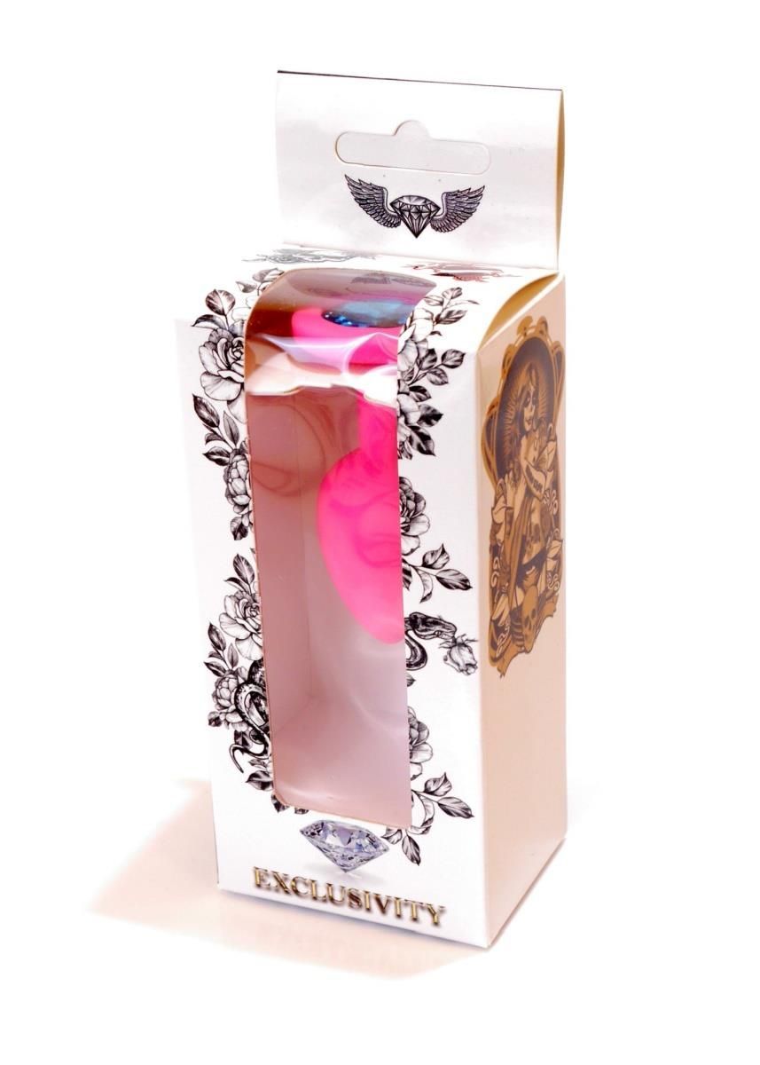 Силиконовая анальная пробка с кристаллом Boss Plug Jewellery, 7 см (голубой)