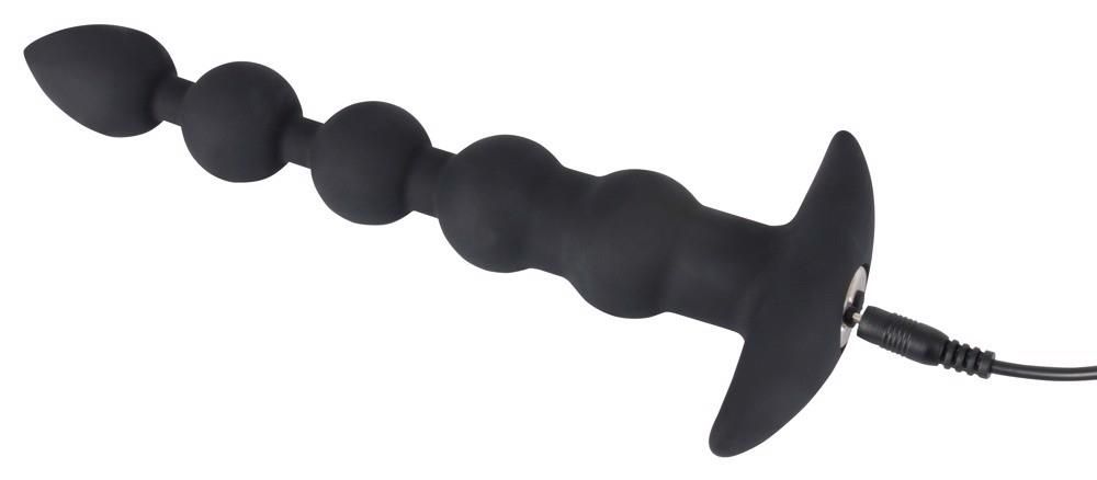 Анальная цепочка с вибрацией Black Velvets Rechargeable Beads, 21 см (черный)