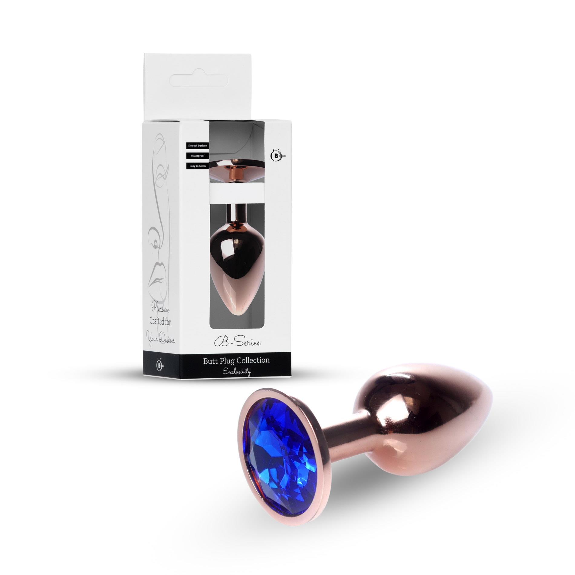 Анальна пробка з кристалом B - Series HeavyFun Plug-Jewellery, 7 см (синій)