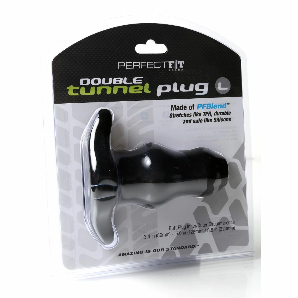 Анальный тоннель Perfect Fit Double Tunnel Plug L, 15 см (черный)