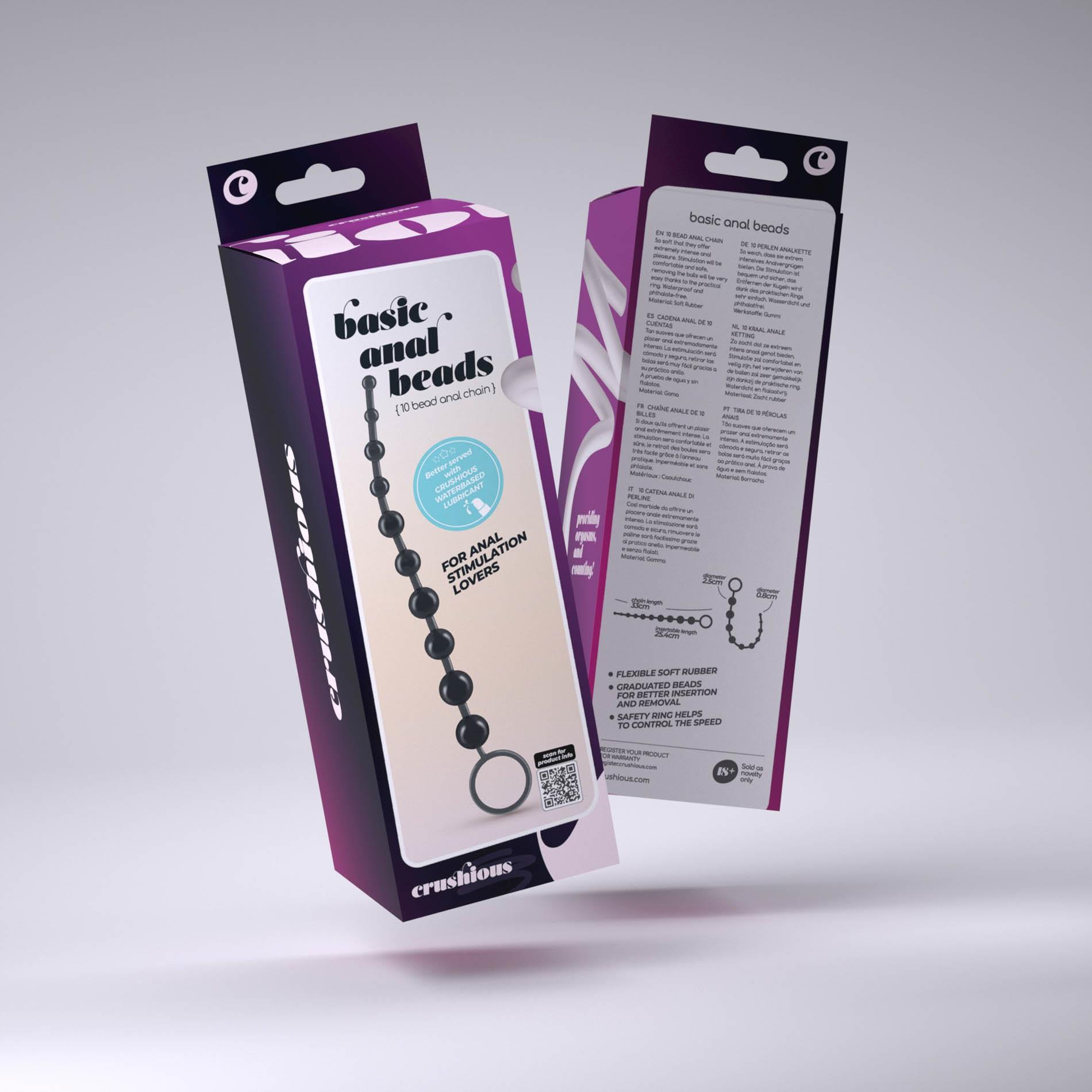 Анальная цепочка Crushious Bead Anal, 33 см (черный)