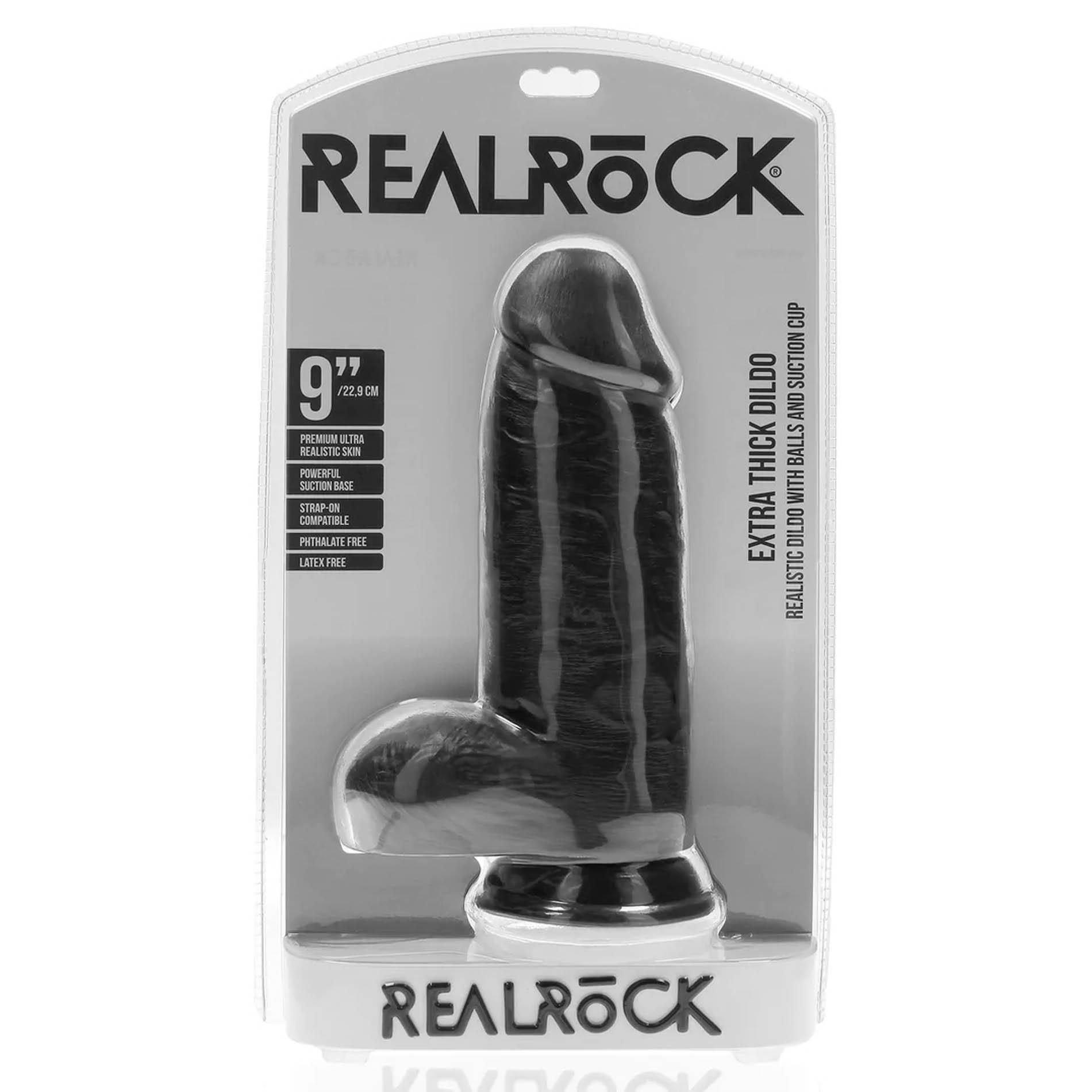 Фаллоимитатор RealRock Extra Thick, 23 см (черный)