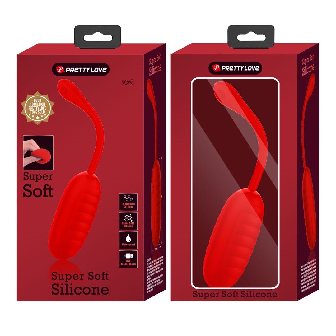 Віброяйце Pretty Love Kirk Super Soft Silicone, 19,7 см (червоний)