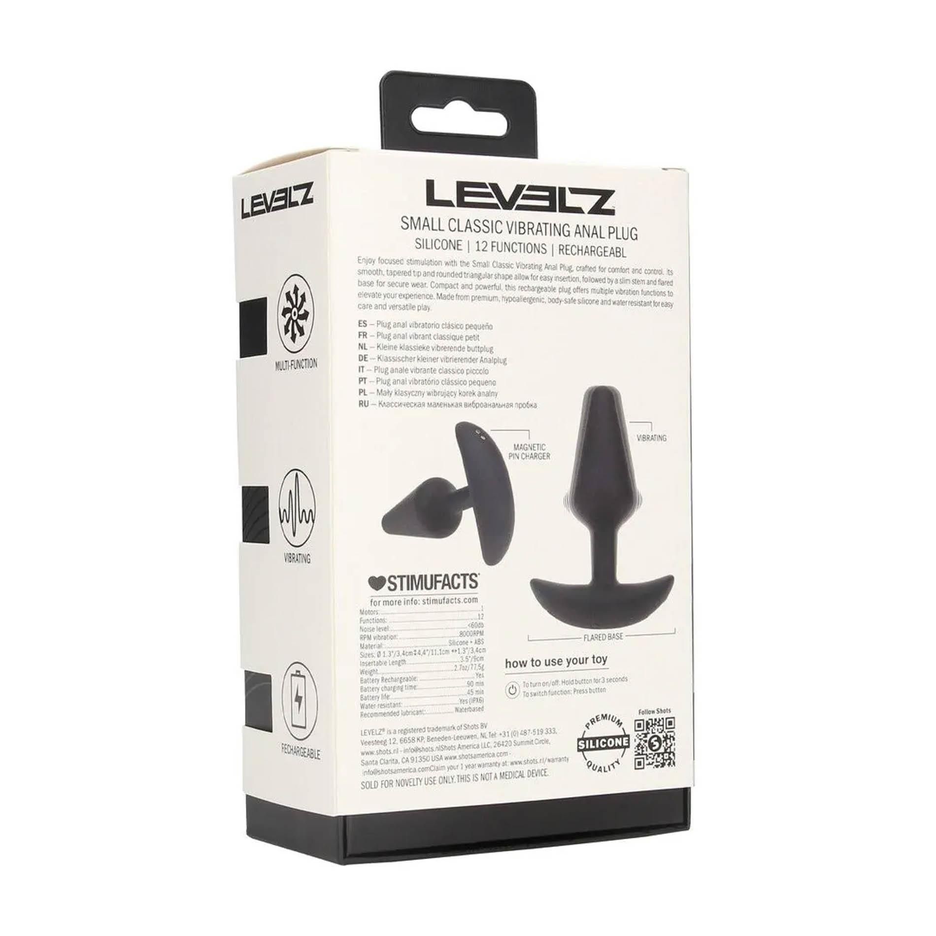 Korek analny Levelz Classic Vibrating S, 11,1 cm (czarny)
