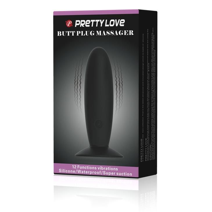 Korek analny Pretty Love Butt Plug Massager, 11 cm (czarny)