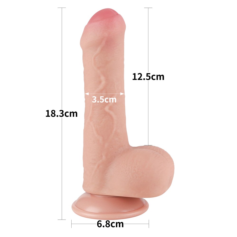 Фаллоимитатор LoveToy Sliding-Skin Dual Layer Dong 7", 18.3 см (телесный)
