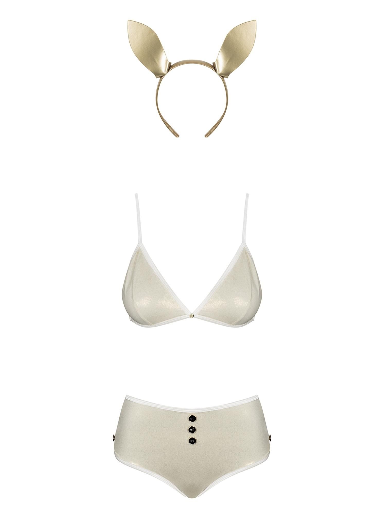 Эротический костюм Obsessive Neo Goldes, L/XL (белый)