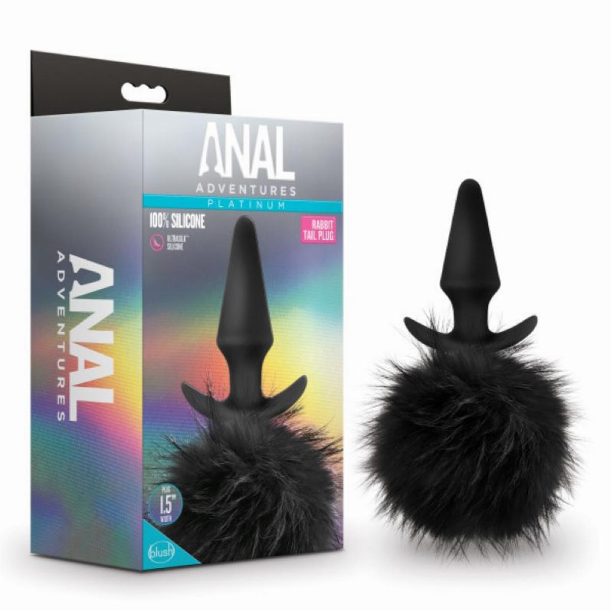 Korek analny Anal Adventures Rabbit Tail Plug, 12,7 cm (czarny)