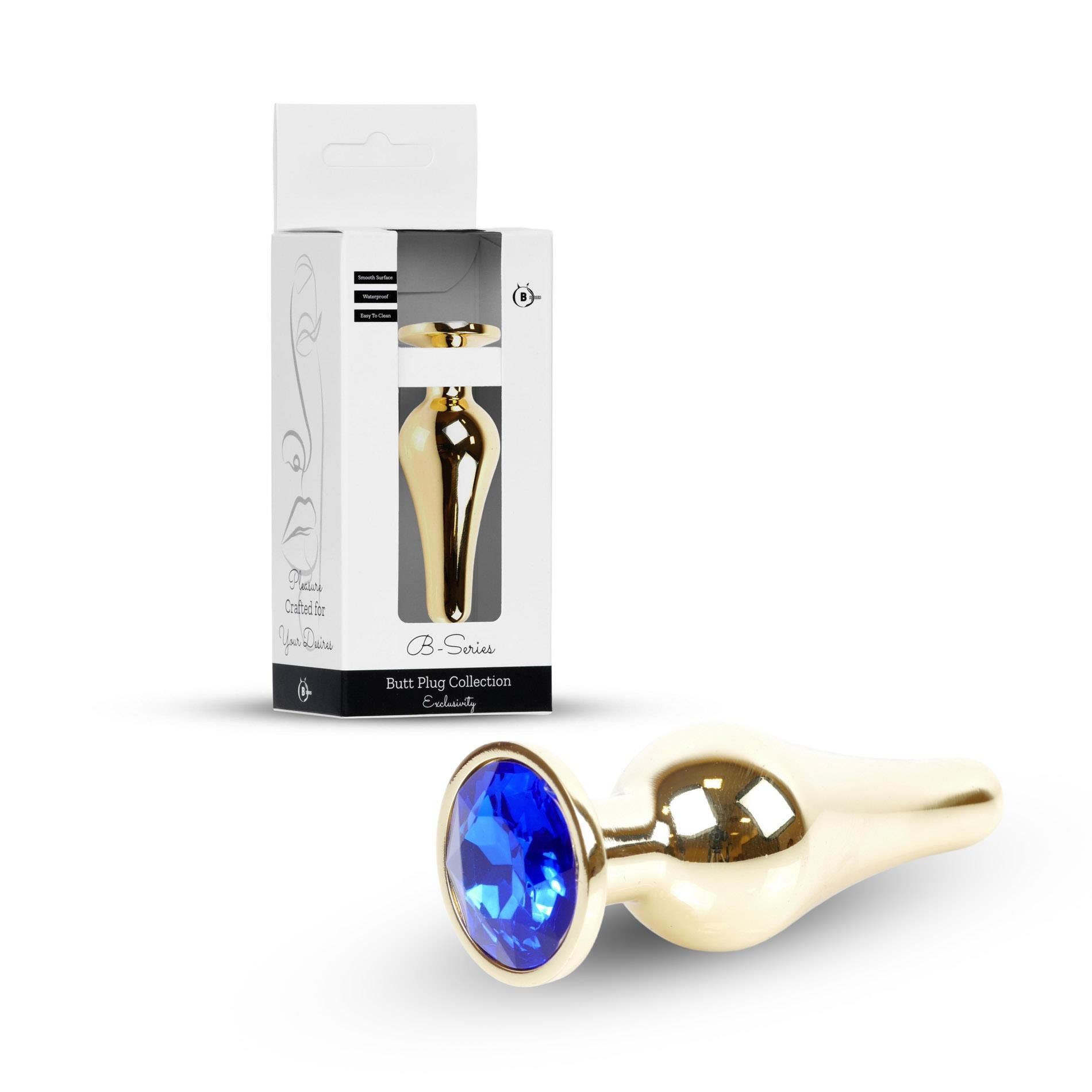 Korek analny B - seria HeavyFun Gold, 9.5 cm (niebieski)