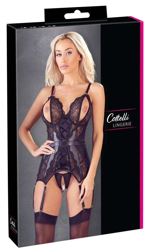 Корсет Cottelli Lingerie Crotchless Basque, M (черный)