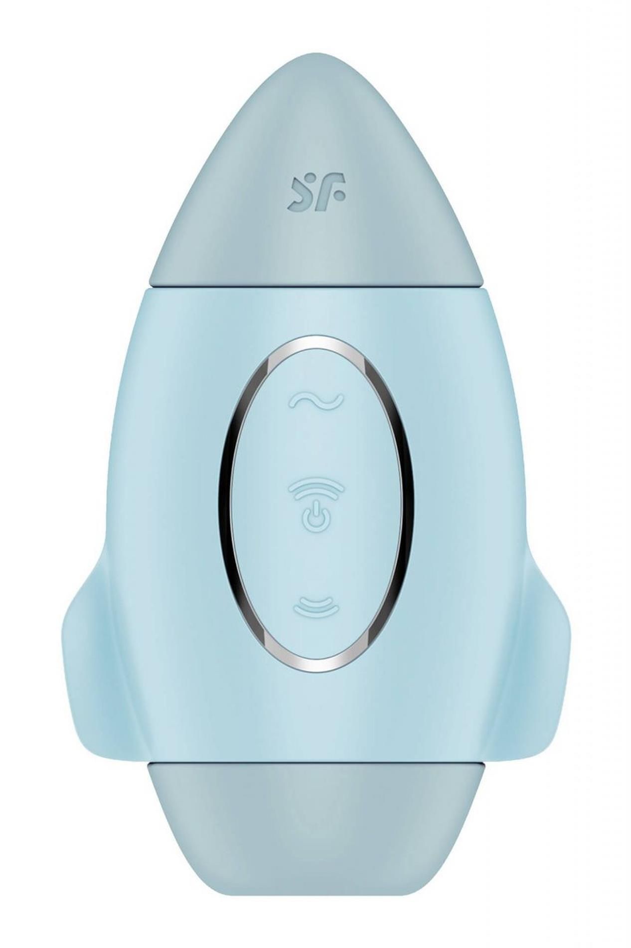 Вакуумный стимулятор клитора с вибрацией Satisfyer Mission Control (голубой)